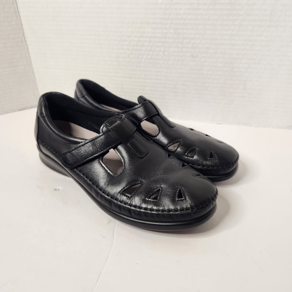 SAS Roamer Loafer Comfort Shoes Womens Size 8 Black Leather Made In USA